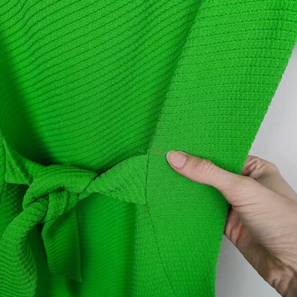 Vintage 60s Bobbie Brooks Dress Womens XS Lime Green Tie Waist Mod Retro FLAWS - Picture 4 of 10
